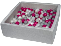 Piscine à balles pour enfant, 90x90 cm, Aire de jeu + 300 balles perle, rose, gris - Velinda
