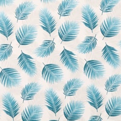 Tissu Coton Enduit Feuilles de Palmiers sur fond Ecru