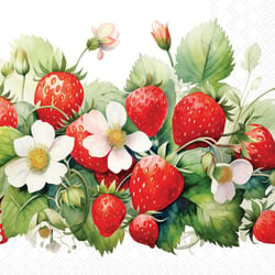Lot de 4 serviettes en papier découpage collage 33 cm FRAISE FRAISIER