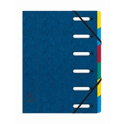 Trieur HARMONIKA® à fenêtres avec élastiques véritable carte lustrée 6 compartiments - Bleu - x 8 - Exacompta