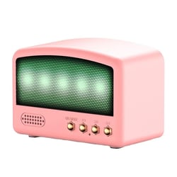 Mini Enceinte Bluetooth Rose Rétro USB Radio FM Son Stéréo Puissant YONIS
