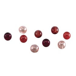 Perles en verre Renaissance, mi - transp., rouge mélange, 10 mm, à grand trou, boîte 32 pièces