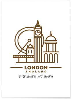 Poster Coordonnées Londres | A3 : 29,7x42cm