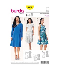 Patron Burda 6821 Robe du 34 au 46 taille n°FR 34-46