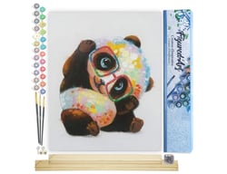 Peinture par Numéro Figured'Art - Panda et Lunettes - Kit de Loisir Créatif DIY Numéro d'Art Complet - 40x50cm toile roulée + châssis en bois à monter