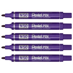 Lot de 5 marqueurs permanents - PENTEL - Pointe conique 4,3 mm - Violet - N50