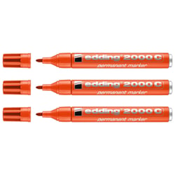 Lot de 3 marqueurs permanents EDDING 2000C orange pointe ronde 1,5-3 mm