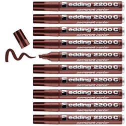 Lot de 10 Marqueurs Permanents 2200C Edding Corps Aluminium Marron 1-5 mm