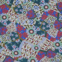 Tissu Viscose Digital Louise fleuris sur fond Bleu