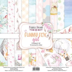 10 papiers scrapbooking 20 x 20 cm FABRIKA DECORU FUNNY FOX GIRL
