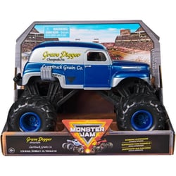Monster jam geant : grave digger currituck grain co. - voiture bleue et grise - vehicule echelle 1:24 - spin master - 20144302