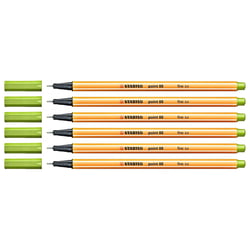 Lot de 6 stylos-feutres pointe fine 0,4 mm - STABILO - Vert pomme - Point 88
