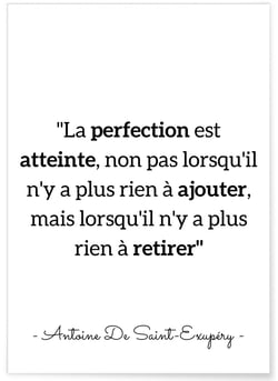 Affiche Antoine Saint-Exupéry : 'La perfection est atteinte...' | A3 : 29,7x42cm