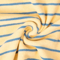 Tissu Jersey Eponge rayures Bleu sur fond Jaune