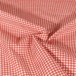 Tissu Double gaze de Coton Rayures rouge sur fond Blanc