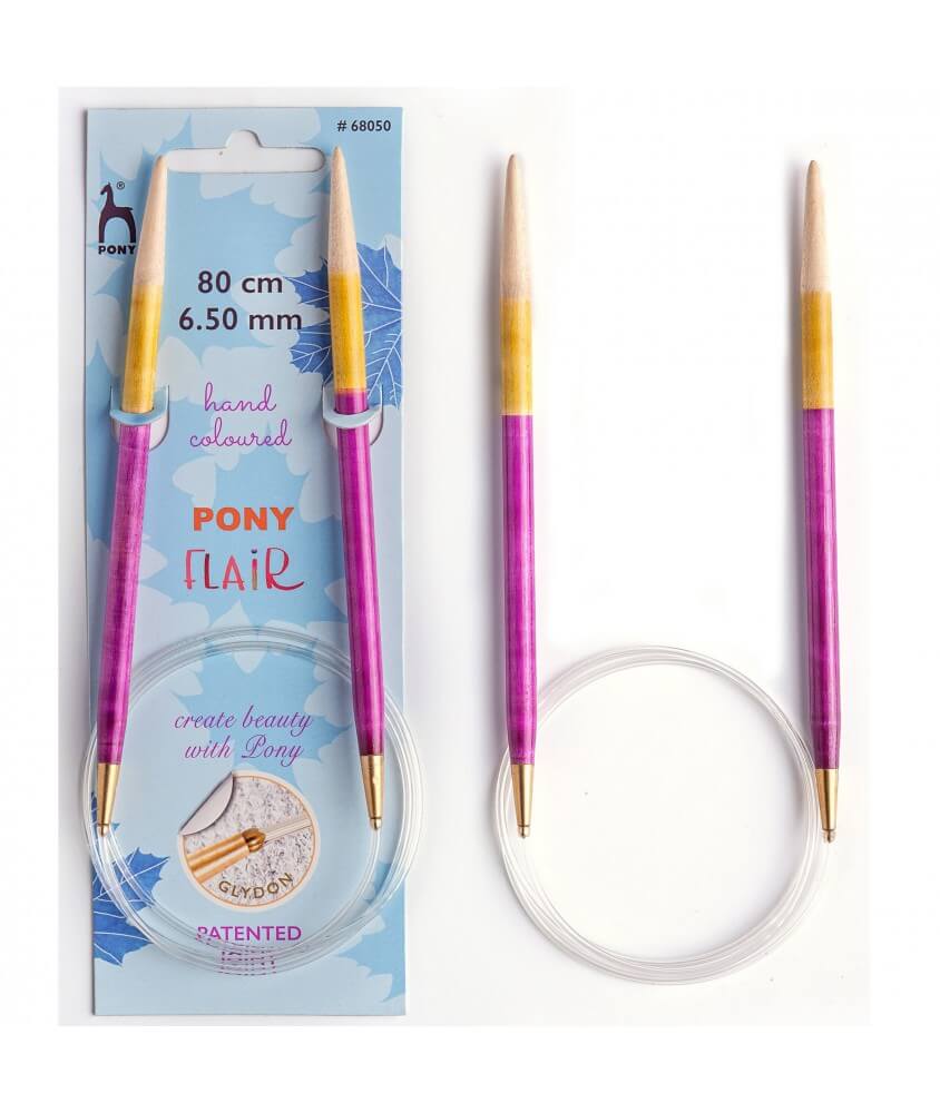 Aiguilles à tricoter circulaires fixes 80 cm Bois Flair Du N°3 au 10 - Pony taille n°6,5