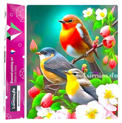 Diamond Painting Broderie Diamant LUMINLIFE 40x50cm, 100% strass, diamants ronds - Top oiseaux
