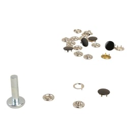 6 boutons pression 11,5mm tissus légers et outil noir