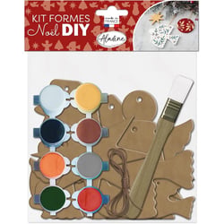 Kit créatif - Décorations de noël - Bois - A décorer - 12 formes + peinture + pinceau - Aladine