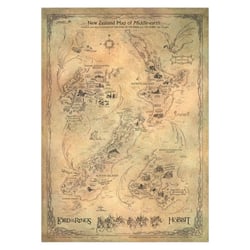 Le Hobbit - Impression Art Print New Zealand Map of Middle Earth 50 x 70 cm - Weta Workshop