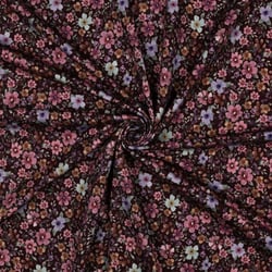 Tissu Jersey Coton imprimé Fleuris Goia sur fond Noir