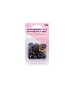 Boutons pression 15mm tissus lourds et épais - nickelé, noir, bronze X 12 - Distrifil Noir vendu par 50 cm