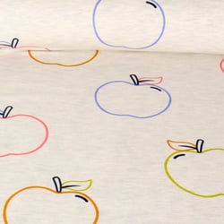 Tissu Jersey imprimé pomme Api Néon sur fond Gris