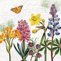 Lot de 4 serviettes en papier découpage collage 33 cm FLEURS DE PRINTEMPS FA 305