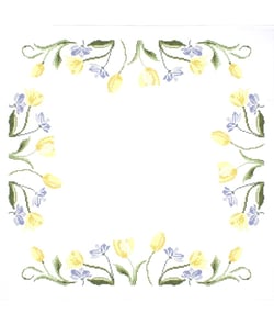 Kit de nappe au point de croix - Tulipes - 80 x 80 cm - Trimits Blanc