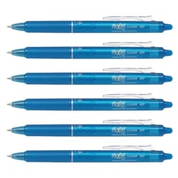 Lot de 6 Stylos roller rétractables Frixion Ball Clicker Pointe Moyenne 0,7 Turquoise