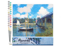 Peinture par Numéro Figured'Art - Le Pont d'Argenteuil - Monet - Kit de Loisir Créatif DIY Numéro d'Art Complet - 40x50cm sans châssis en bois