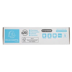 Bobine pour tickets de carte bancaire 57x40mm - 17m - 1 pli thermique 55g/m2. - Blanc - x 120 - Exacompta