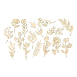 Silhouettes fleurs en bois 13 cm 15 pièces