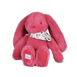 Peluche lapin fleurette fuchsia - 25 cm -