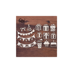Lot de 39 embellissements en bois "anniversaire"