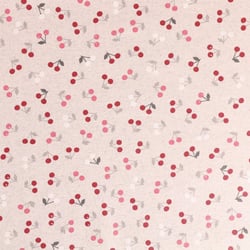 Tissu Enduit Anti Tâches Cerises Rouge et rose sur fond Beige