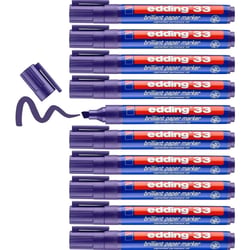 Lot de 10 Marqueurs permanents - EDDING - Pointe biseautée 1-5 mm - Encre brillante - Violet