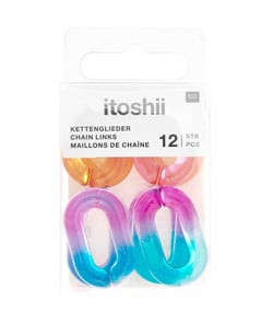 Lot de 12 Maillons de Chaîne Brillance Itoshii - 19 x 31 x 5 mm - Rico Design Bleu/Pink/Orange