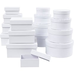 Boîtes , H : 3,5+4,5+5,5+6,5 cm, dim. 8,5x11,5+11x14 cm, Le contenu peut varier , blanc, 16 pièces/ 1 Pq.