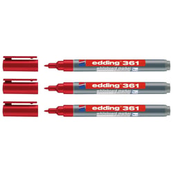 Lot de 3 marqueurs pour tableaux blancs - EDDING - Rouge - Pointe fine 1 mm