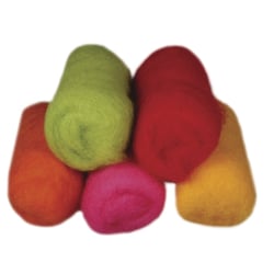 Laine vierge, Mix d'été tons vifs, Toison, 5 couleurs à 20g