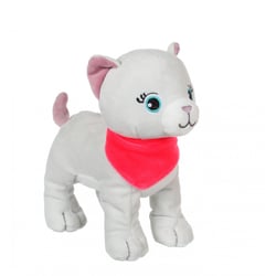 Peluche - Peluche chien Fun Kitties Sonore, gris foulard rose - 17 cm