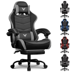 Chaise gaming ergonomique - GTPLAYER - Repose-pieds Noir/gris