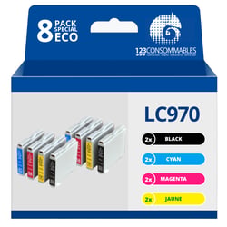 Pack compatible BROTHER LC970 8 cartouches