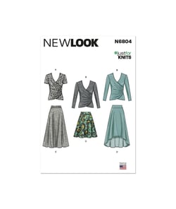 Patron New Look 6804 - Hauts et jupes en maille femme taille n°FR 36-50