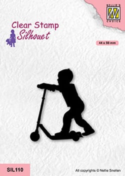 Tampon transparent petit garçon sur sa trottinette NELLIE SNELLEN