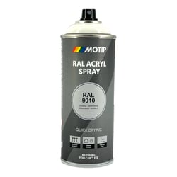 Spray de peinture - Blanc Pur - RAL 9010 - Brillant - Acrylique - Tous supports - MoTip - 400ml