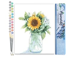 Peinture par Numéro Figured'Art - Bocal de Tournesols - Kit de Loisir Créatif DIY Numéro d'Art Complet - 40x50cm sans châssis en bois