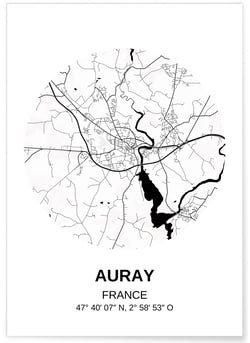 Affiche Carte Auray | A3 : 29,7x42cm