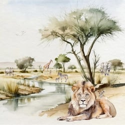 Lot de 4 serviettes en papier découpage collage 33 cm ANIMAUX SAVANE A 510